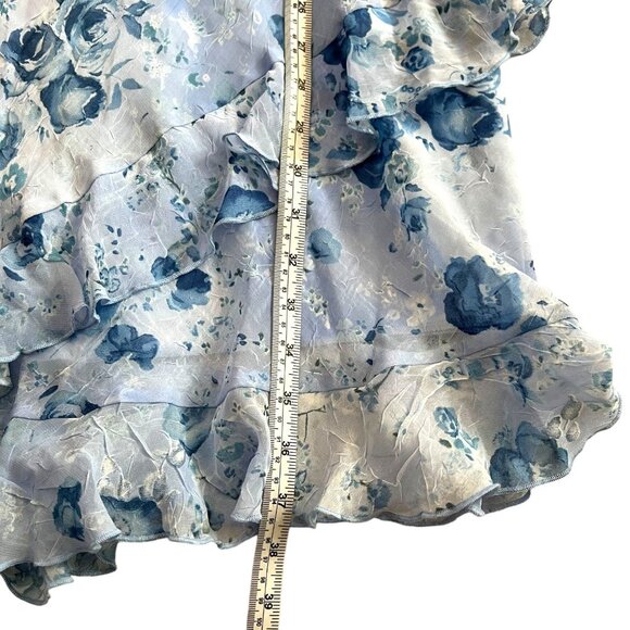 Vintage‎ Y2K Deadstock Fairy Floral Asymmetric Ruffle Midi Dress Blue Small - Picture 13 of 13